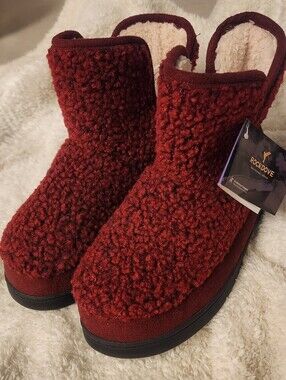 Rock Dove Womens Fuzzy Fleece House Bootie Memory Foam Slipper w/Rubber Sole 9